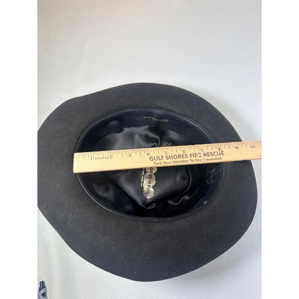 Goorin Bros Black Wool Felt Fedora Hat Handmade in Spain Wide Brim Mens L
